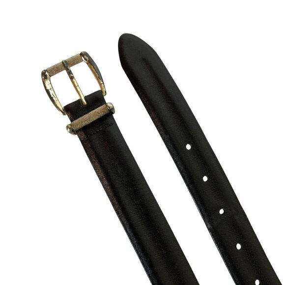 Cole Haan Mens Genuine Leather Black Belt Size 36 Silvertone Roller Buckle - Picture 2 of 5